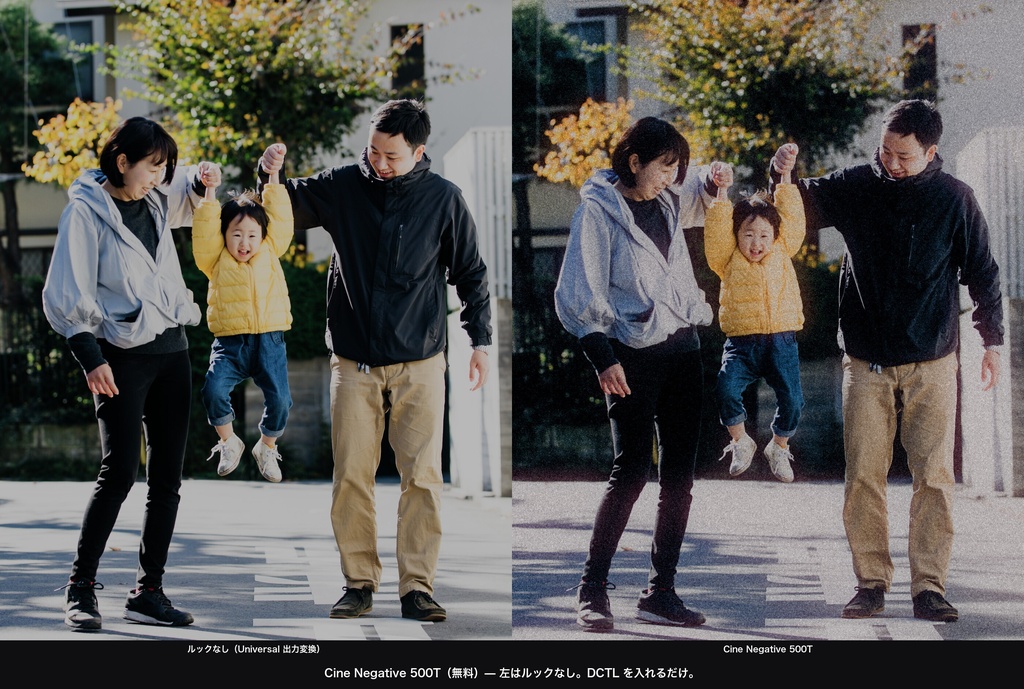 Cine Negative 500T(無料)|DaVinci Resolve 用 映画ネガDCTL(ハレーション・粒・11カメラ対応)