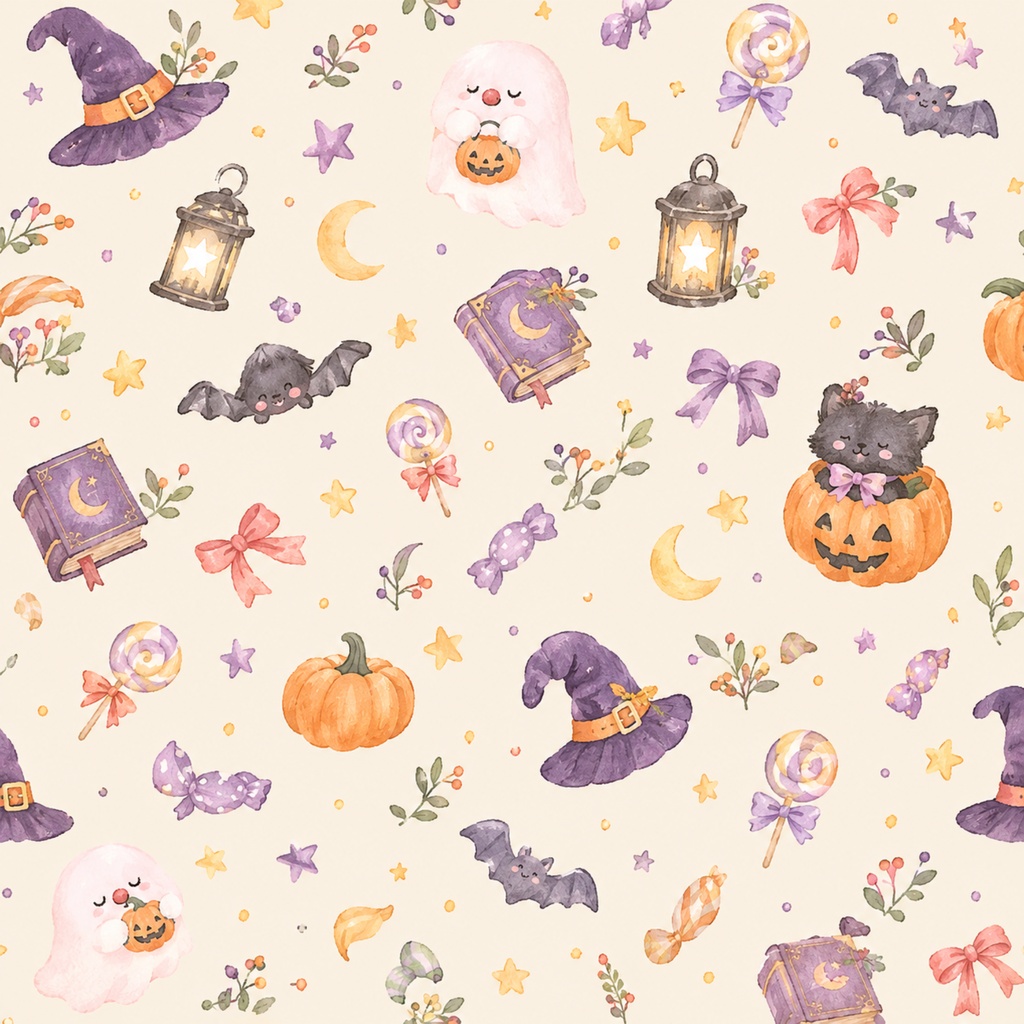 ハロウィンのデジタルペーパー6枚セット② かぼちゃ おばけ パターン