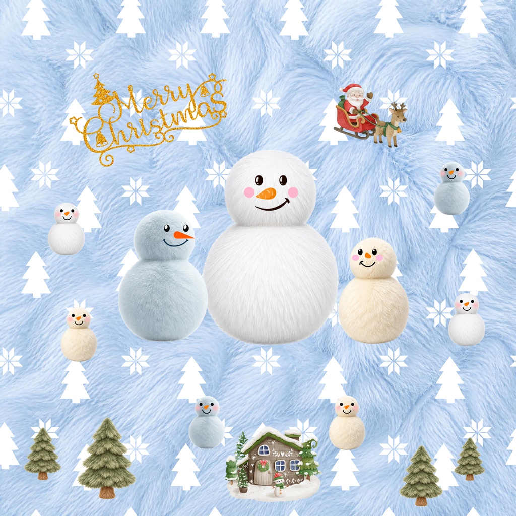 ふわもこファークリスマス・ゆきだるまのデジタルペーパー3枚セット・PC壁紙