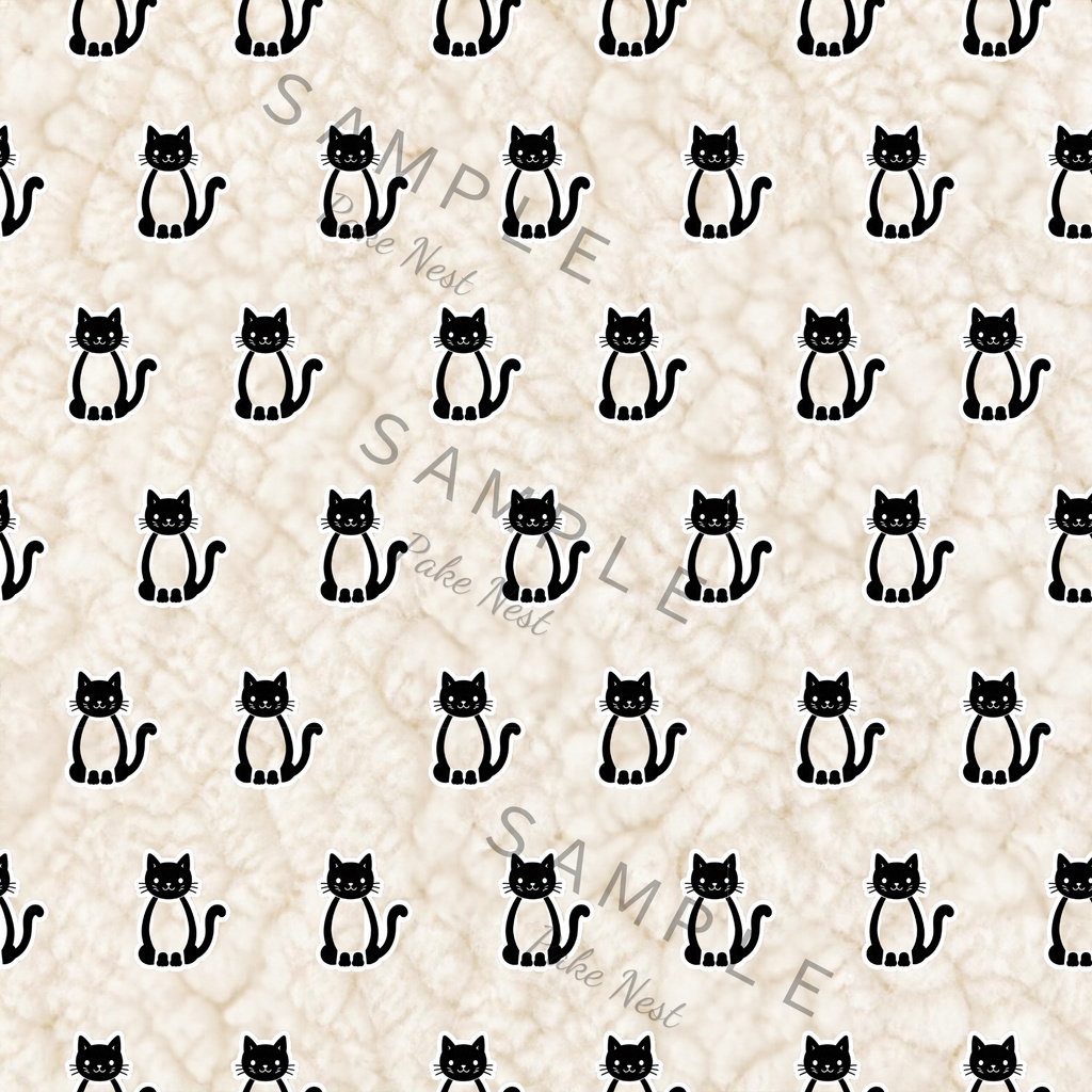 ふわもこねこのデジタルペーパー 6色セット|ファー風背景の猫柄
