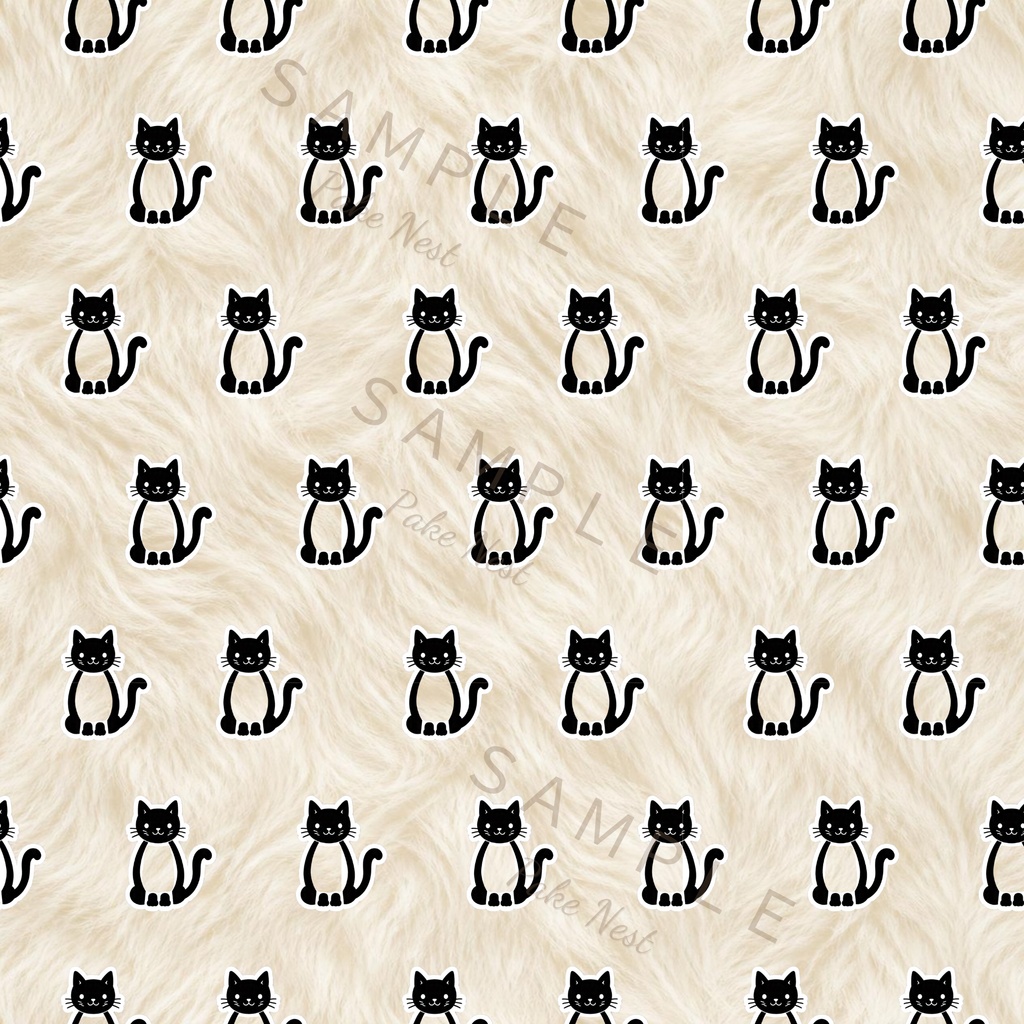 ふわもこねこのデジタルペーパー 6色セット|ファー風背景の猫柄