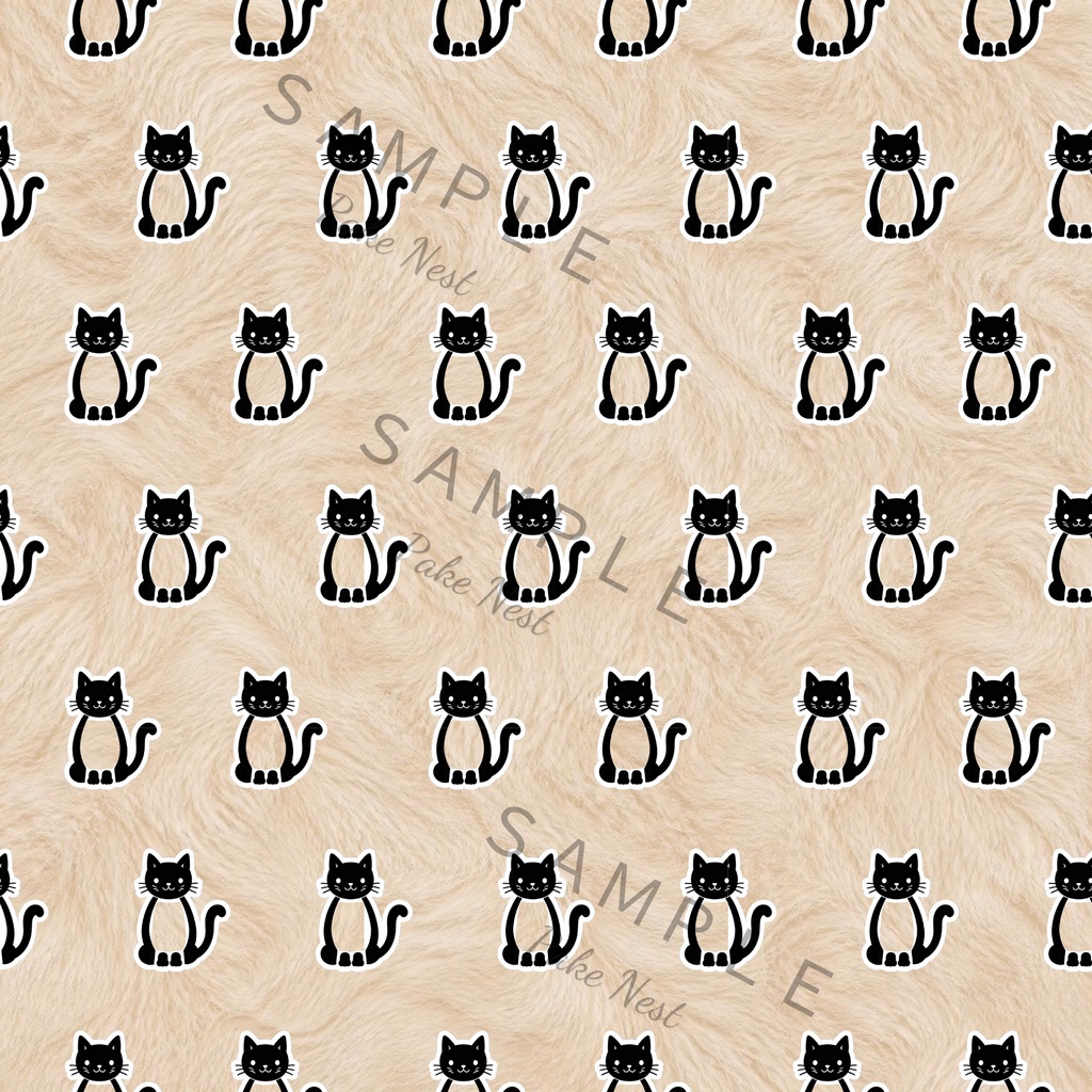 ふわもこねこのデジタルペーパー 3色セット|チャコールグレー・グレー・茶色|ファー風背景の猫柄