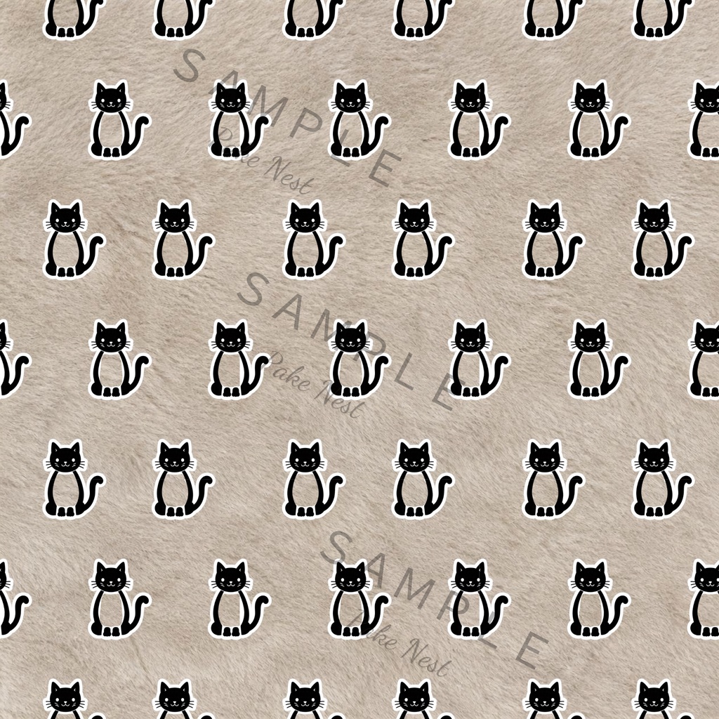 ふわもこねこのデジタルペーパー 3色セット|チャコールグレー・グレー・茶色|ファー風背景の猫柄