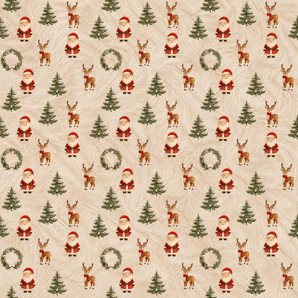ふわもこクリスマスのデジタルペーパー 6色セット|シームレスパターン・ラッピング・コラージュ・手帳デコ