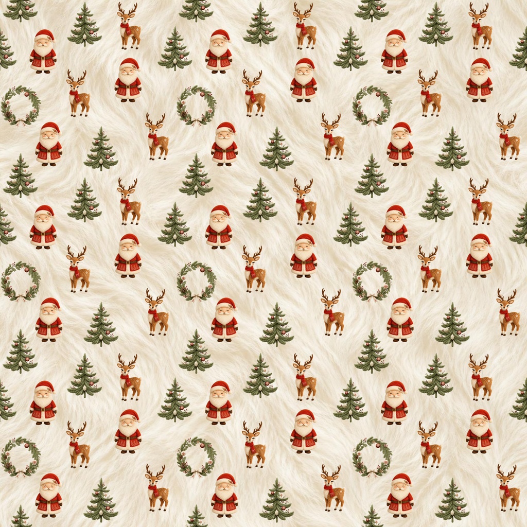 ふわもこクリスマスのデジタルペーパー 6色セット|シームレスパターン・ラッピング・コラージュ・手帳デコ