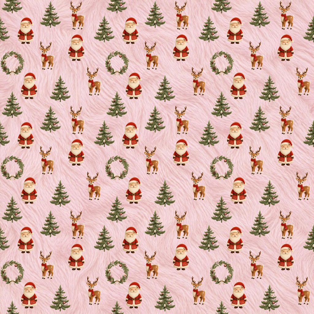 ふわもこクリスマスのデジタルペーパー 3色セット|シームレスパターン・ラッピング・コラージュ・手帳デコ