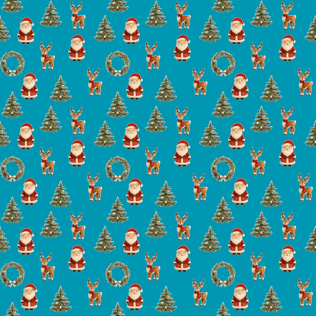 クリスマスのデジタルペーパー 6色セット|シームレスパターン・サンタ・トナカイ ファー風|ラッピング・コラージュ