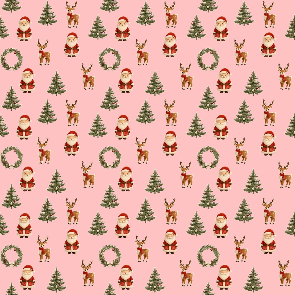 クリスマスのデジタルペーパー 6色セット|シームレスパターン・サンタ・トナカイ ファー風|ラッピング・コラージュ