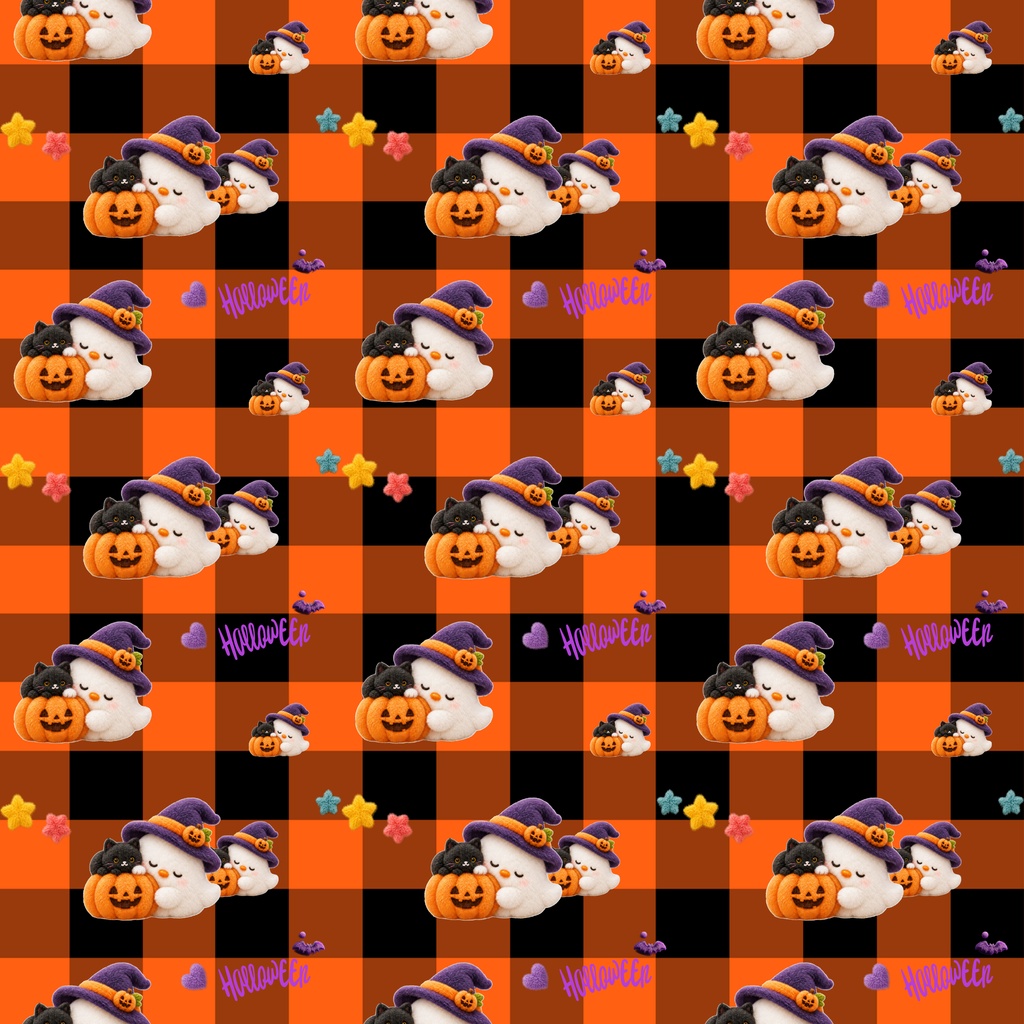 ハロウィンのデジタルペーパー3枚セット| チェック・水玉|ラッピング・HalloweenPaper・ ScrapbookingPaper