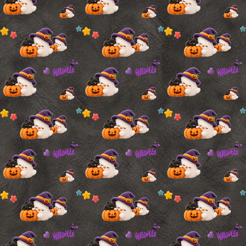 ふわもこハロウィンのデジタルペーパー3枚セット| ファー風素材|HalloweenPaper ・ScrapbookingPaper