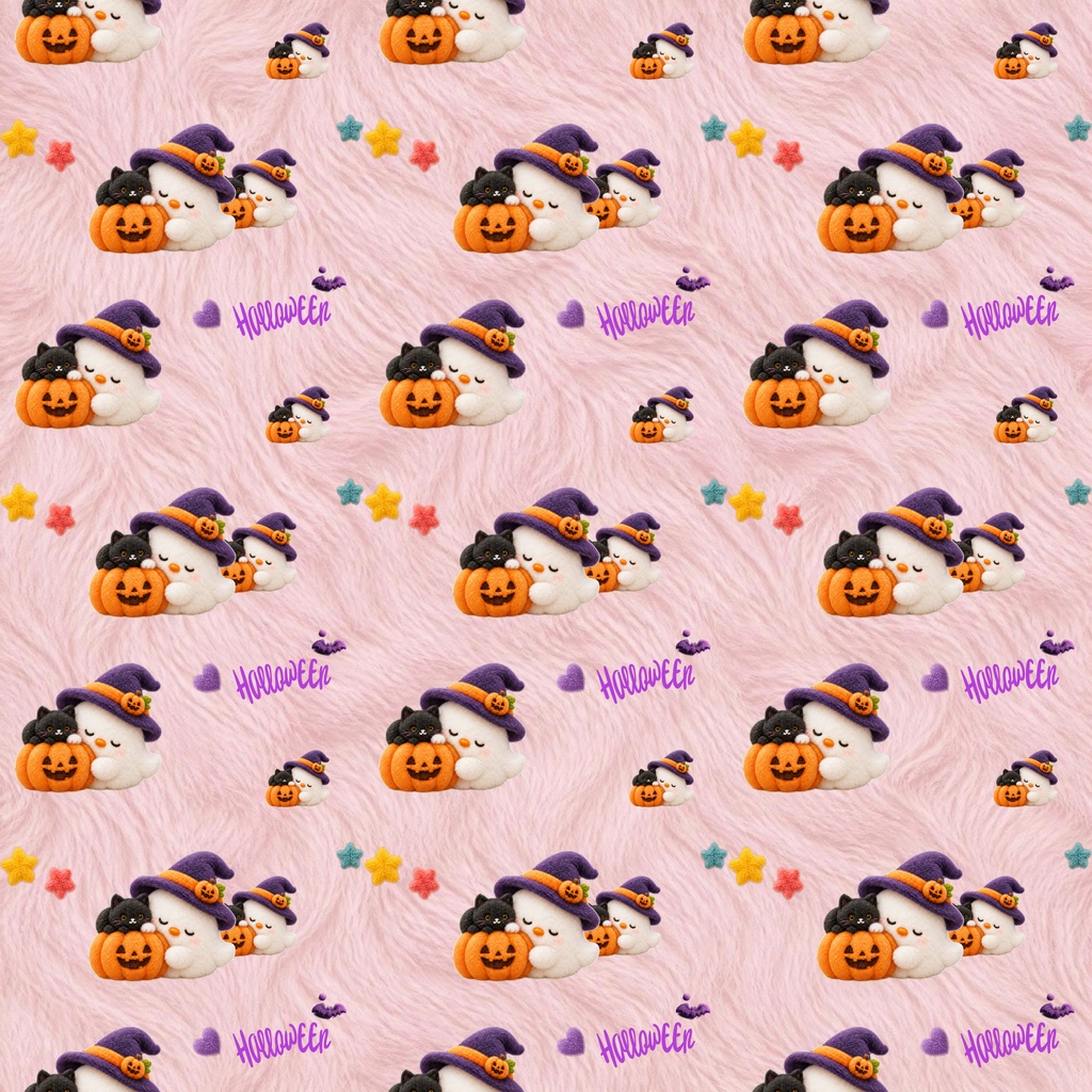 ふわもこハロウィンのデジタルペーパー3枚セット| ファー風素材|HalloweenPaper ・ScrapbookingPaper