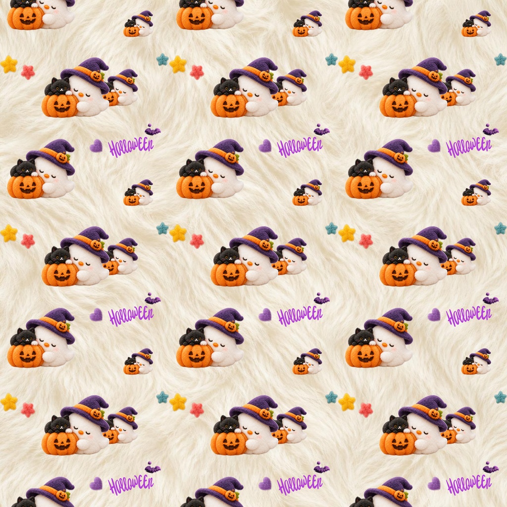 ふわもこハロウィンのデジタルペーパー3枚セット| ファー風素材|HalloweenPaper ・ScrapbookingPaper