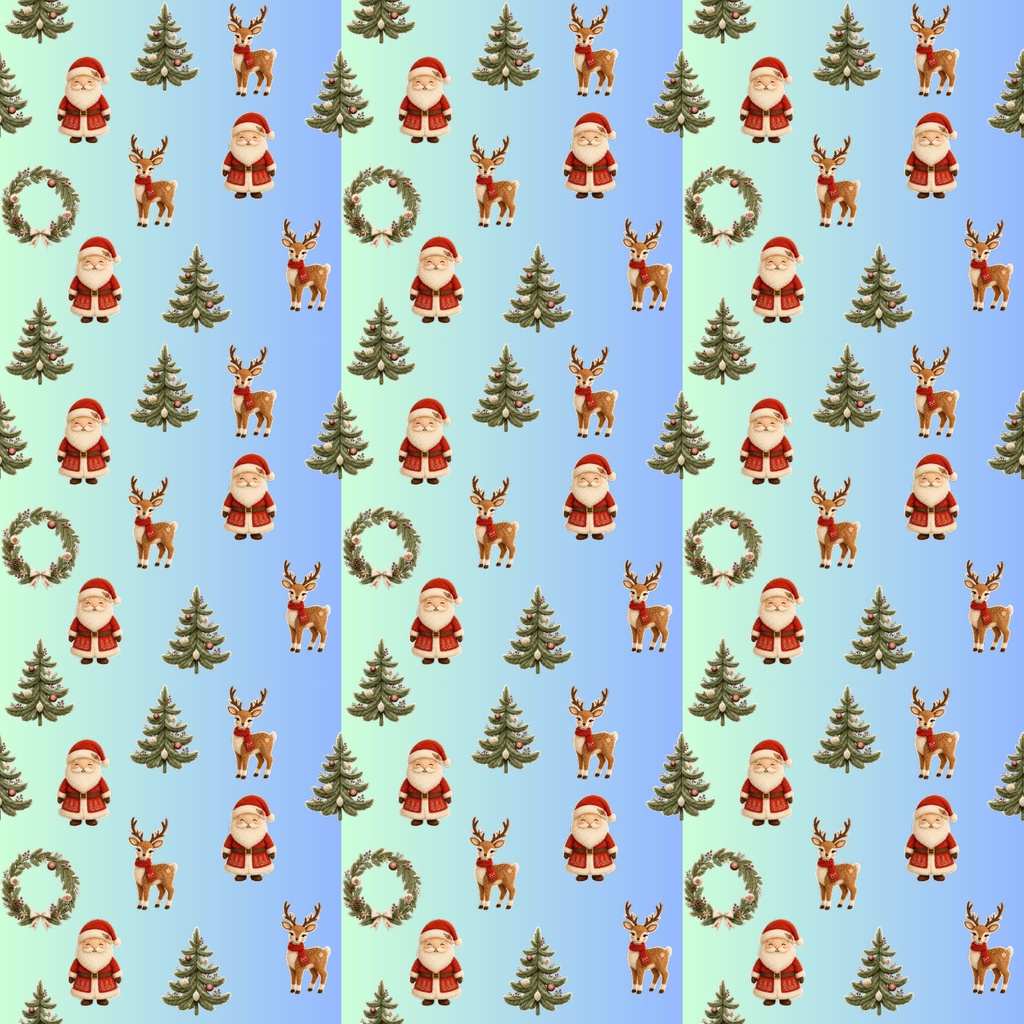 クリスマスのデジタルペーパー3色セット|シームレスパターン・サンタ・トナカイ ファー風|ラッピング・コラージュ