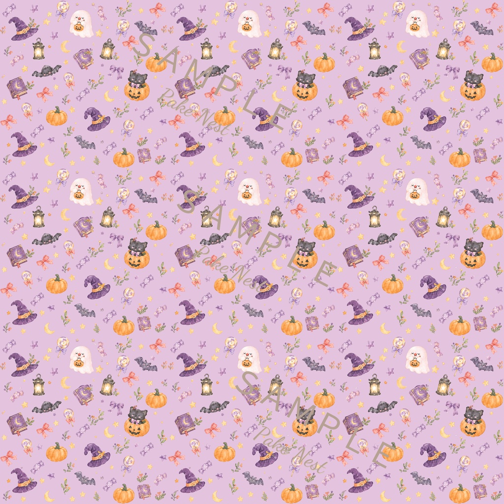 ハロウィンのデジタルペーパー6枚セット|おばけ・かぼちゃ・ねこ・ラッピング