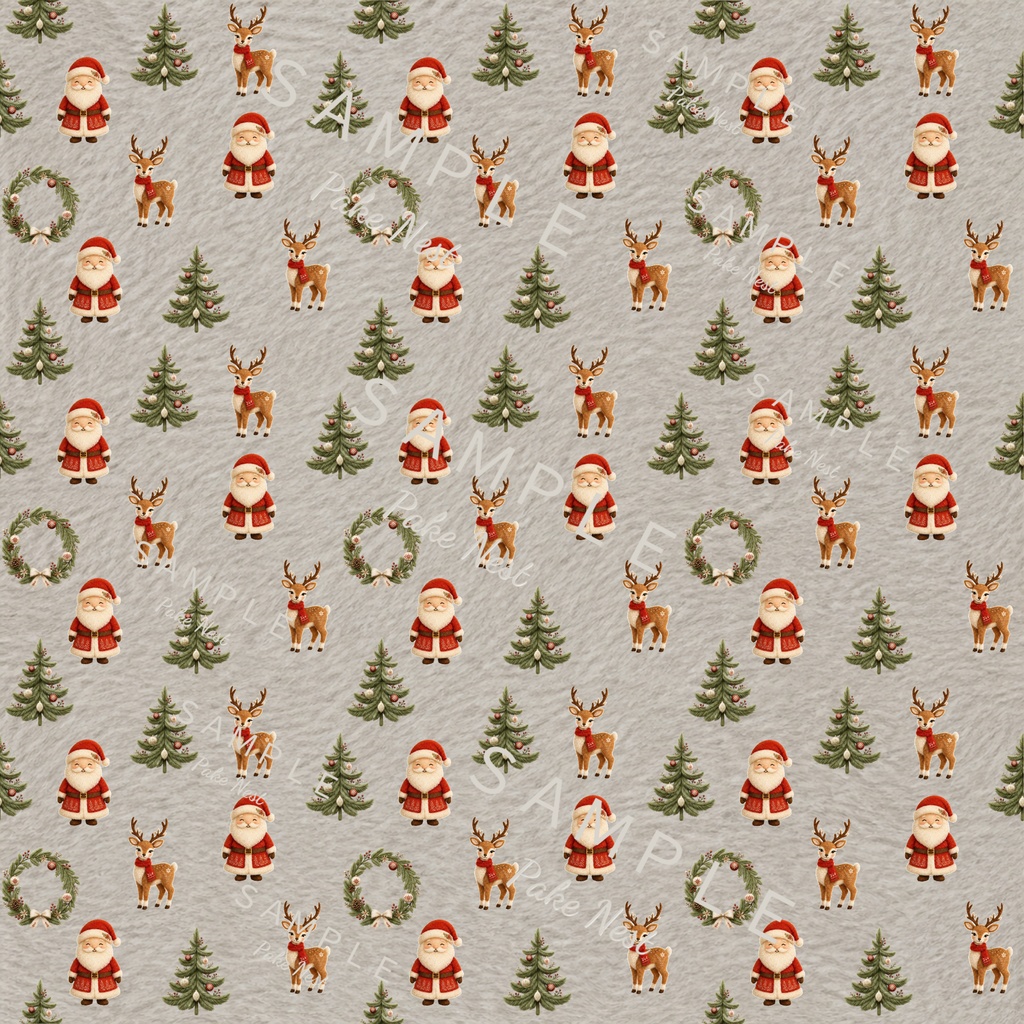 ふわもこクリスマスのデジタルペーパー 6色セット|シームレスパターン・ファー風・ラッピング・コラージュ