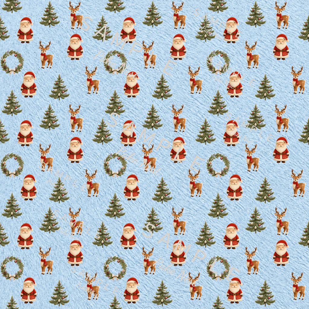 ふわもこクリスマスのデジタルペーパー 6色セット|シームレスパターン・ファー風・ラッピング・コラージュ