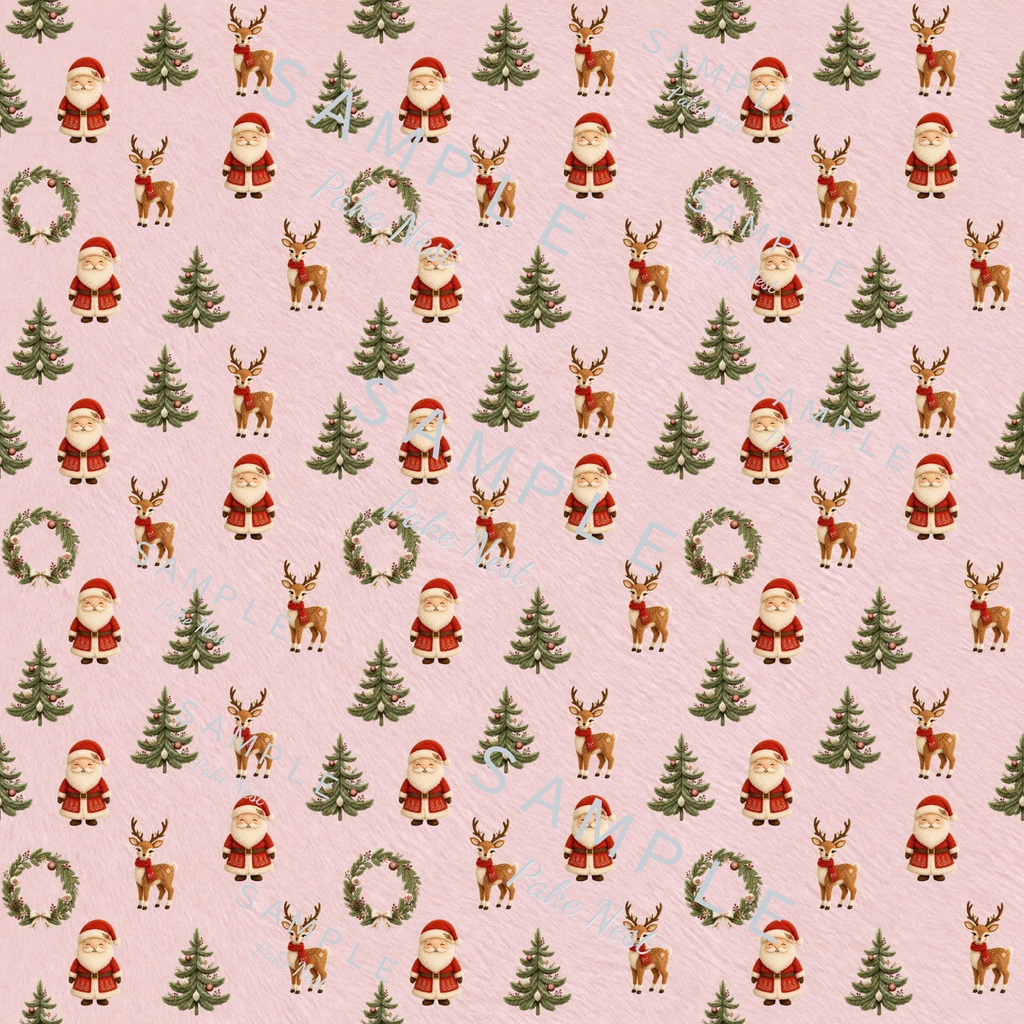 ふわもこクリスマスのデジタルペーパー 6色セット|シームレスパターン・ファー風・ラッピング・コラージュ