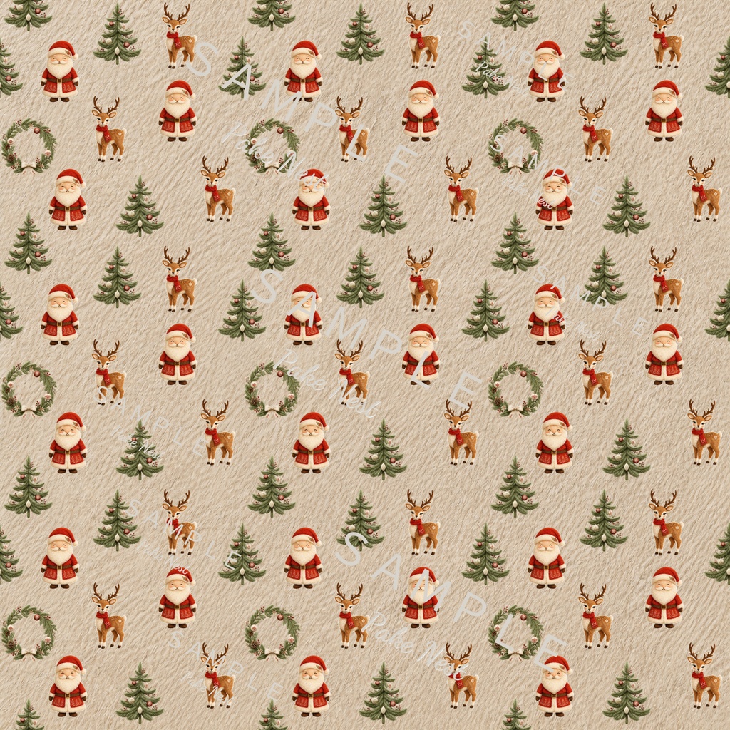 ふわもこクリスマスのデジタルペーパー 6色セット|シームレスパターン・ファー風・ラッピング・コラージュ