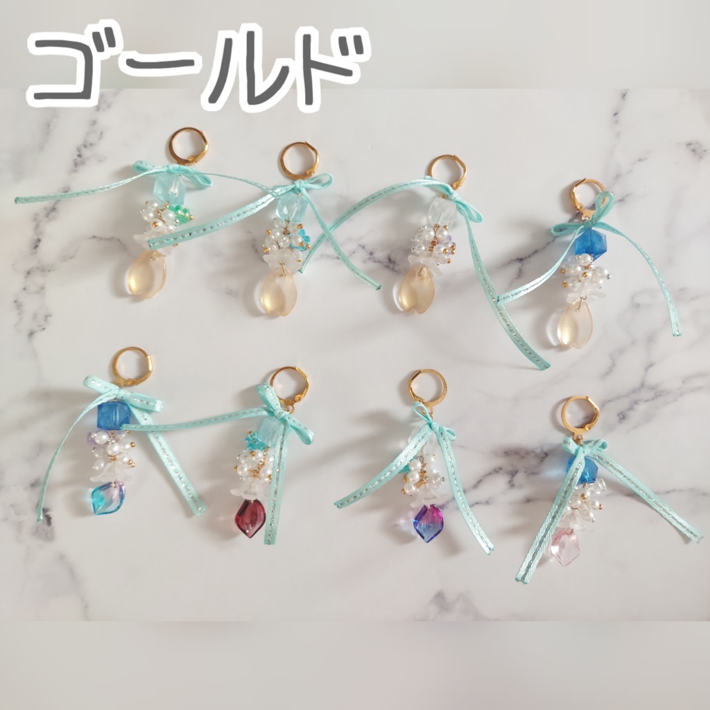 無属性ぬいぐるみ用 垂れ花リーフのイヤリング