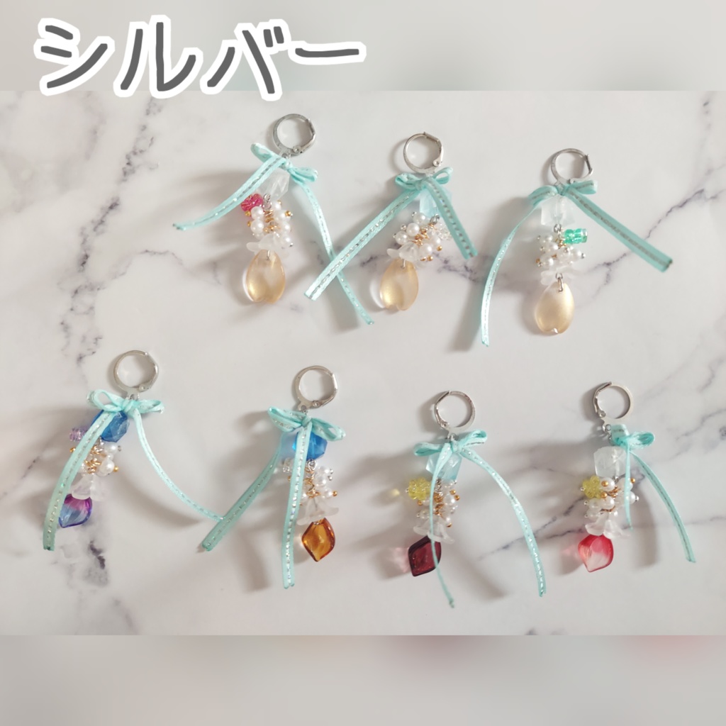 無属性ぬいぐるみ用 垂れ花リーフのイヤリング