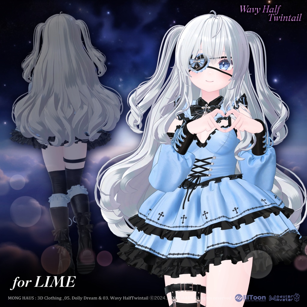 【13アバター対応】 Wavy Half Twintail🌟