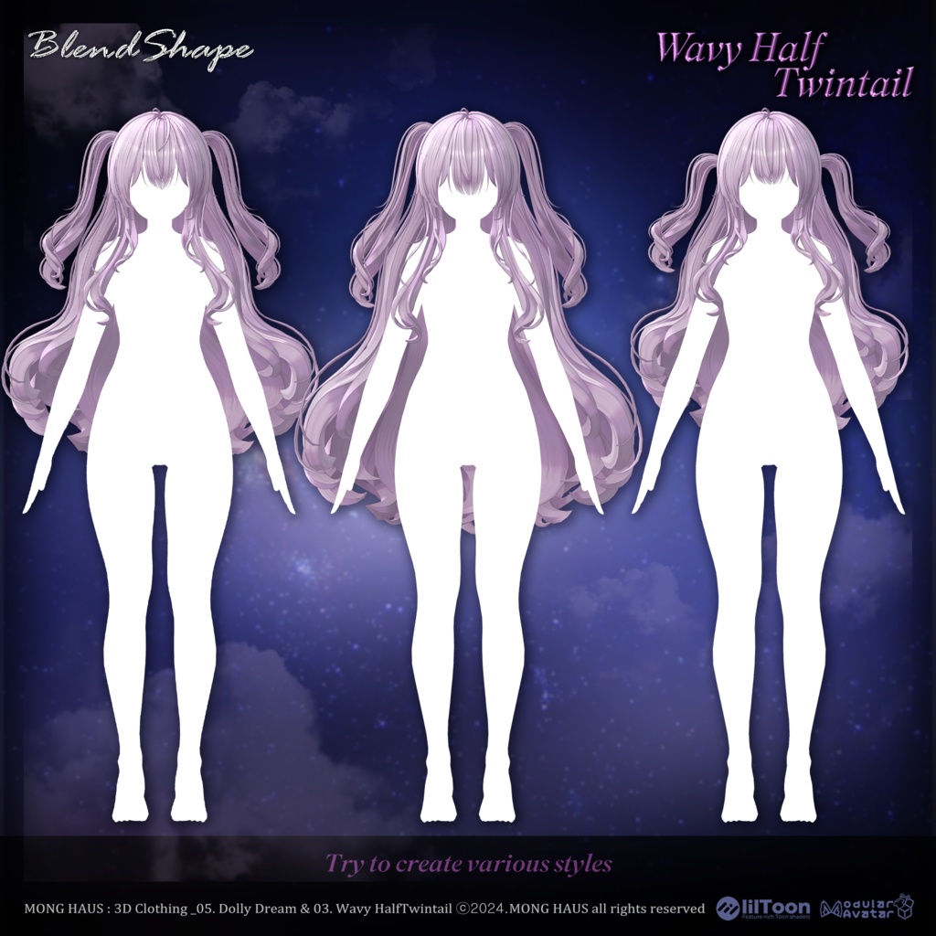 【13アバター対応】 Wavy Half Twintail🌟