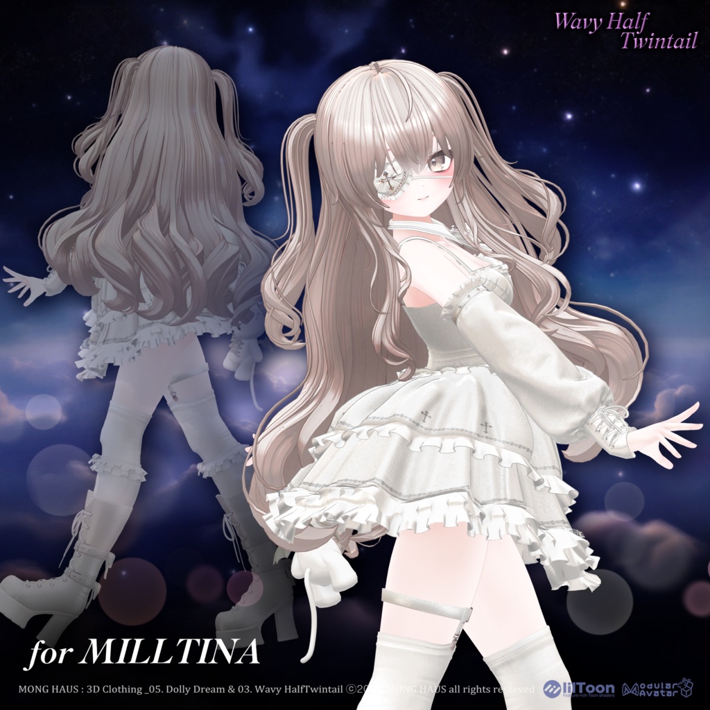 【13アバター対応】 Wavy Half Twintail🌟