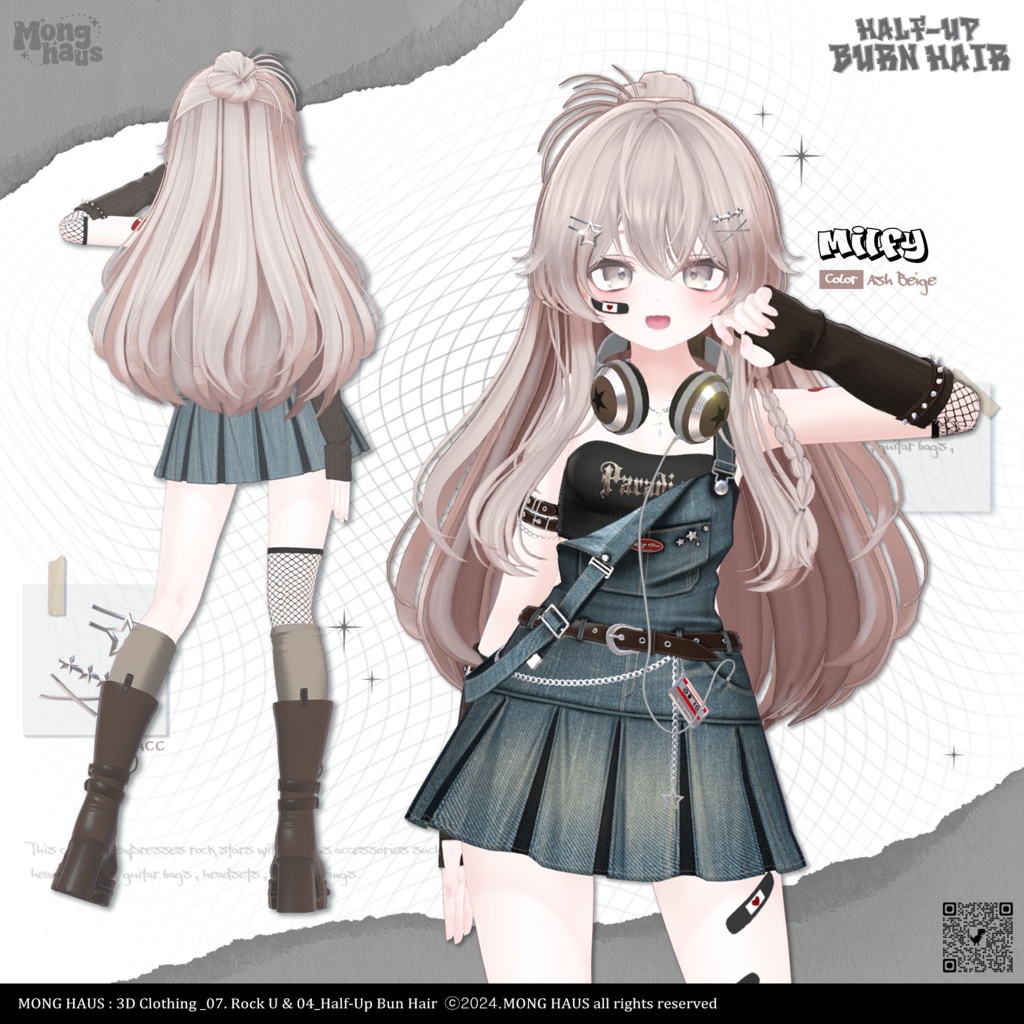 【15アバター対応】Half-Up Burn Hair⚡