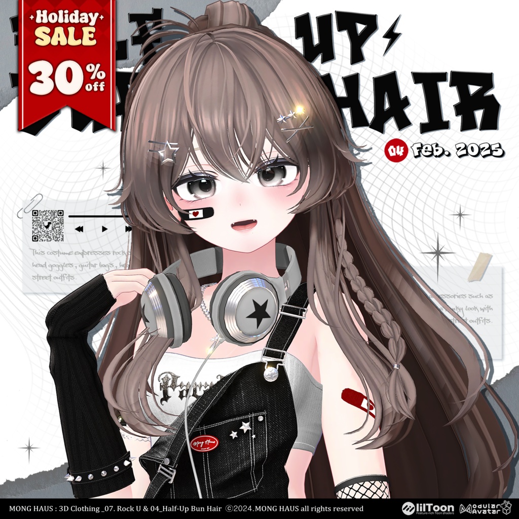 🔥SALE🔥【16アバター対応】Half-Up Burn Hair⚡