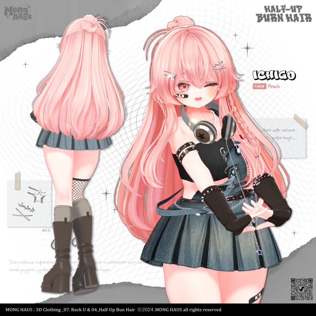 🔥ICHIGO🔥【16アバター対応】Half-Up Burn Hair⚡