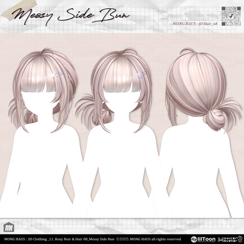 【15アバター対応】Messy Side Bun🌹