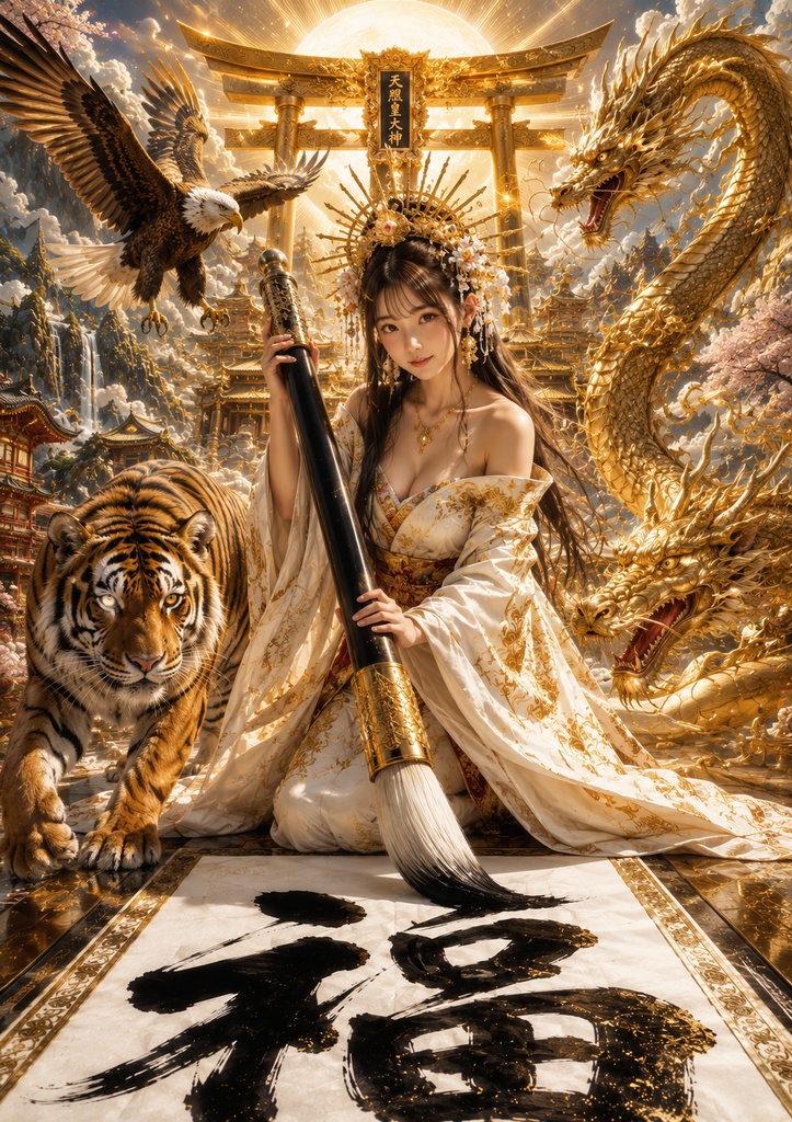【天照皇大神】白龍・白虎・鷹が守護する『福』✨金運・開運インテリア