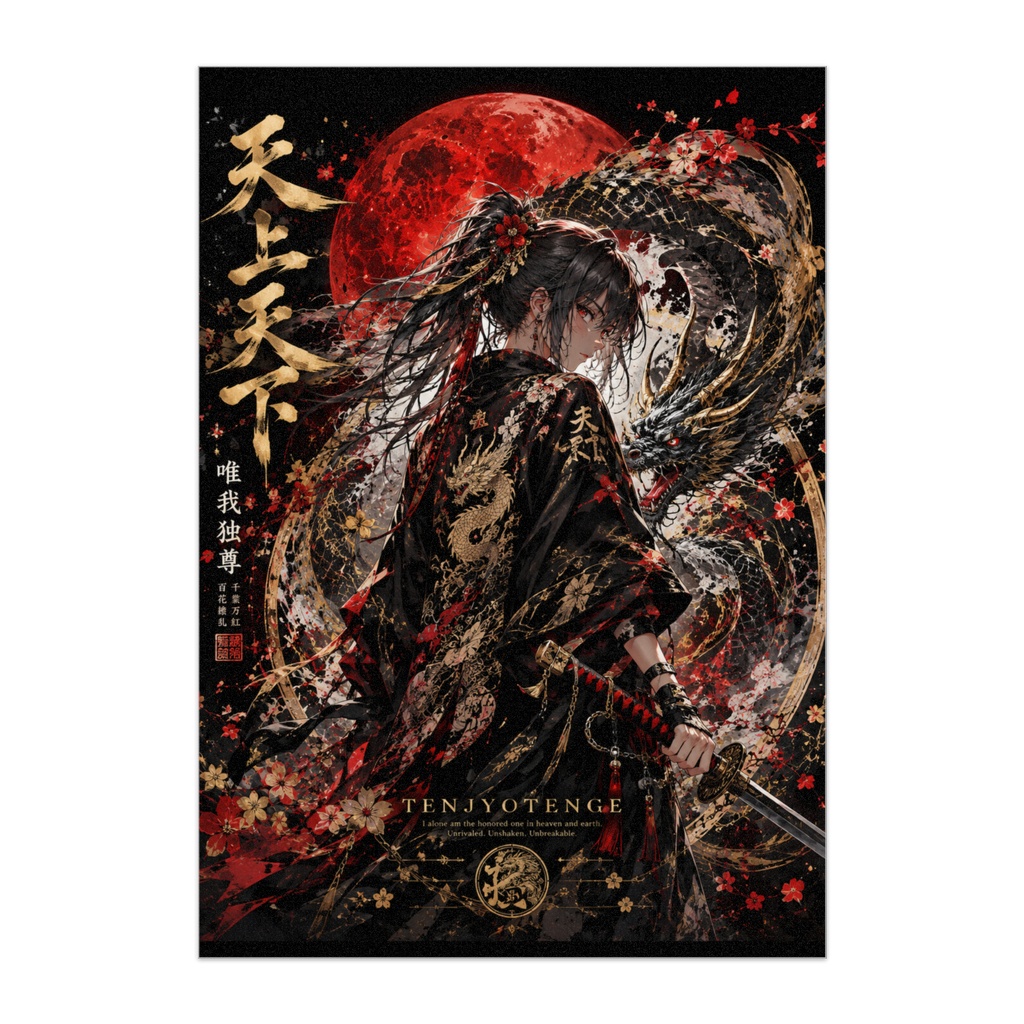 【天上天下】赤月に覚醒する黒龍と孤高の剣士｜超高画質AIアート