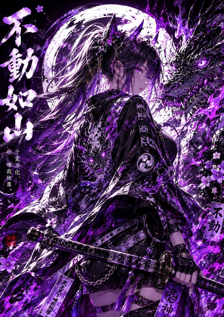 【漆黒の紫龍姫】幻想女侍×龍神×美麗和風ダークファンタジー
