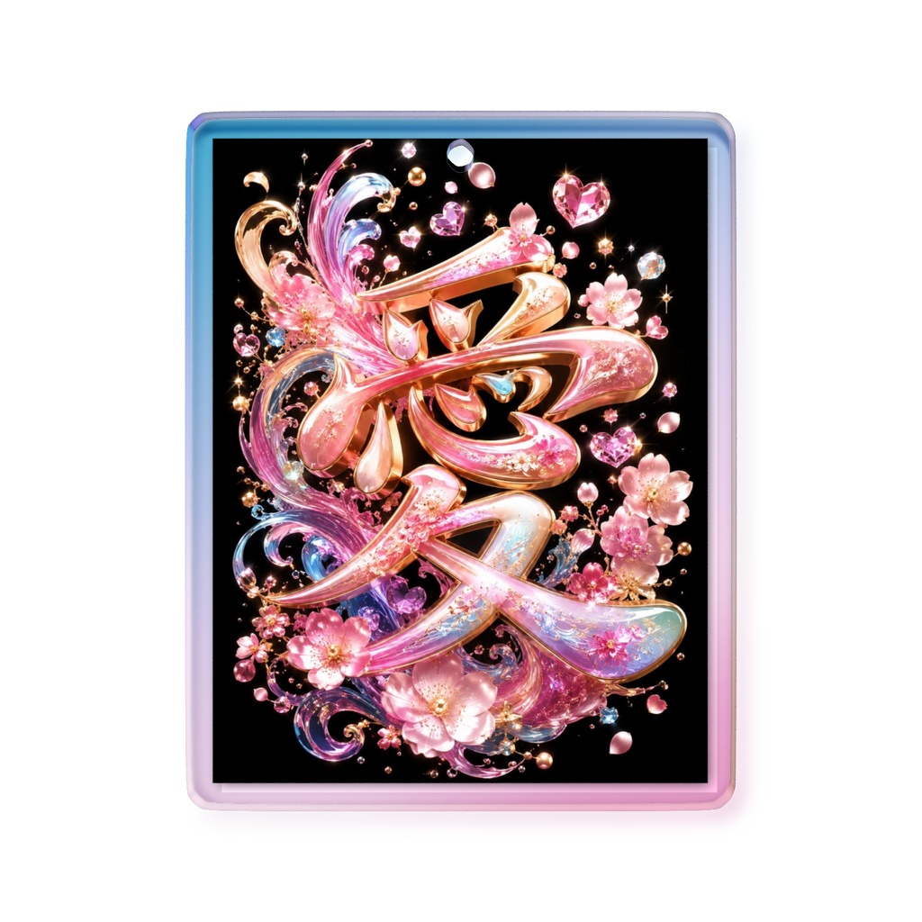 【愛を呼ぶ桜】「愛」×ハート×宝石 幸福・良縁 ピンク