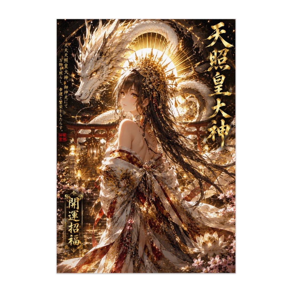 【天照皇大神×白龍】開運招福 金運・幸運を願う 和風アート