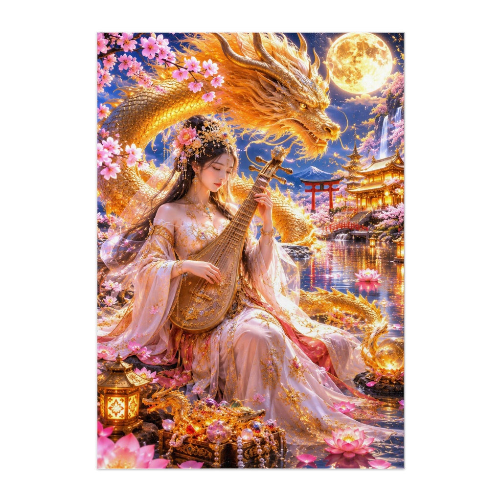 【金龍神と弁財天】金運・開運を願う幻想Tシャツ|高画質AIアート
