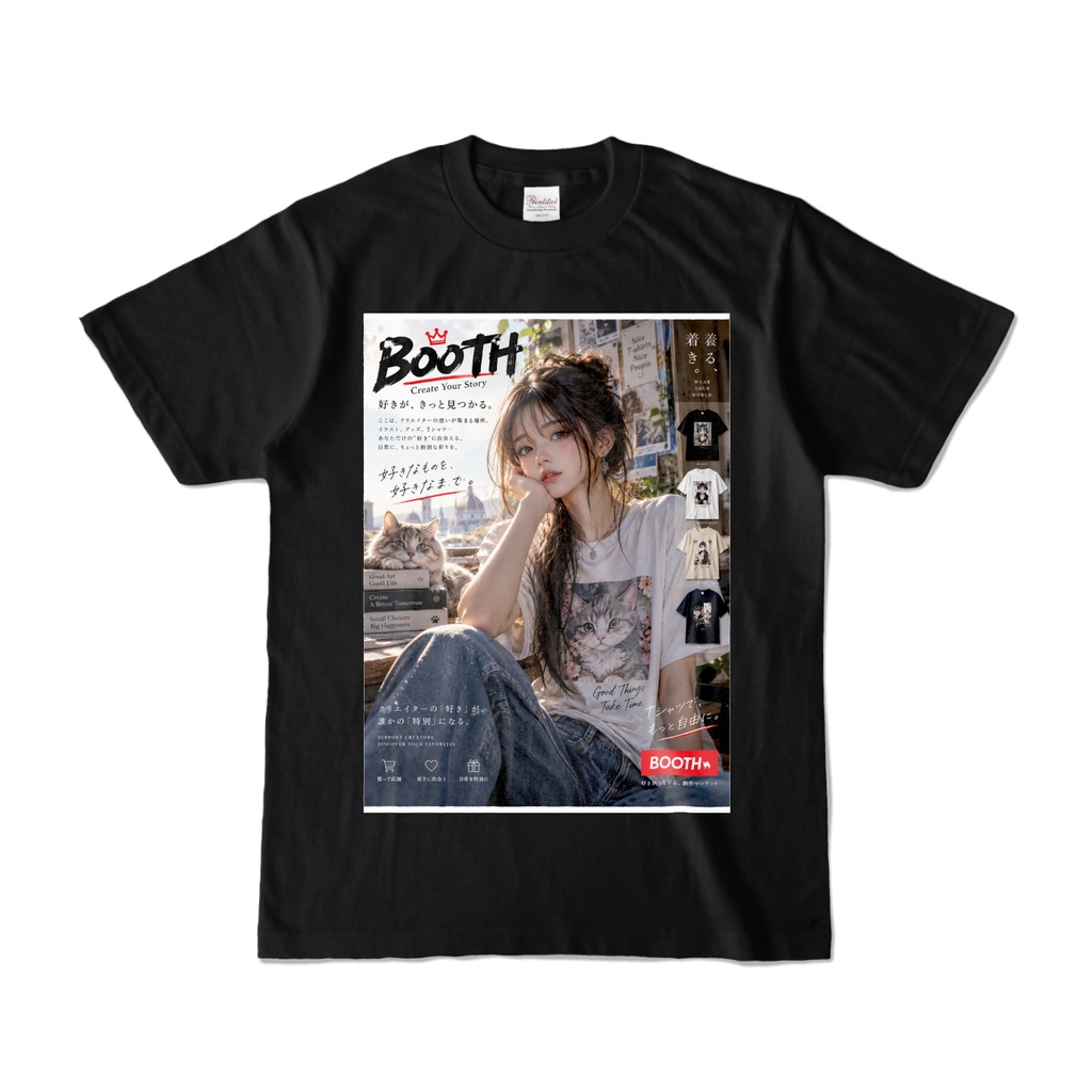 BOOTH猫好きのためのオリジナルTシャツ🐈｜かわいい猫アート×おしゃれデザイン