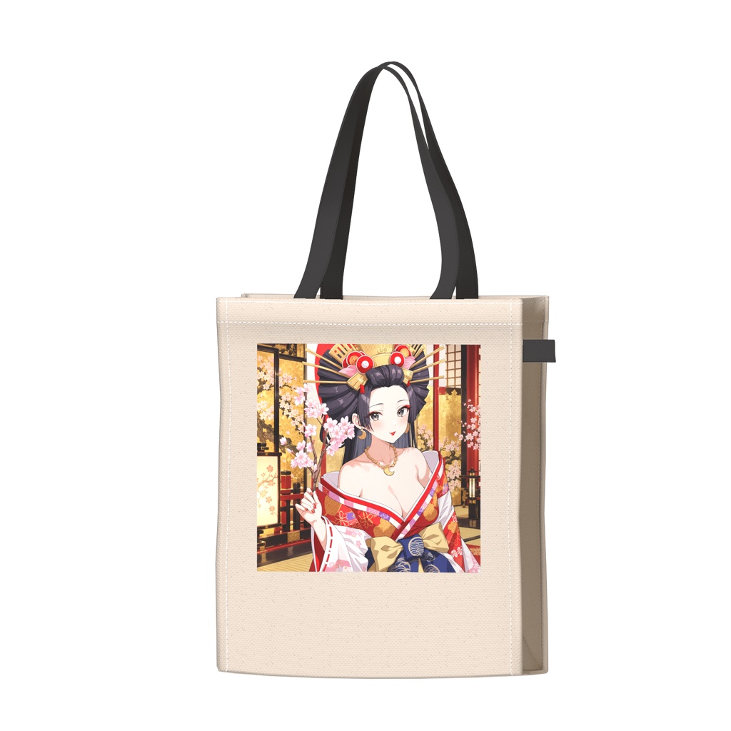 【豪華絢爛】桜花魁 美少女イラスト｜和風・金屏風・着物・高画質アート/ツートンカラーバッグ
