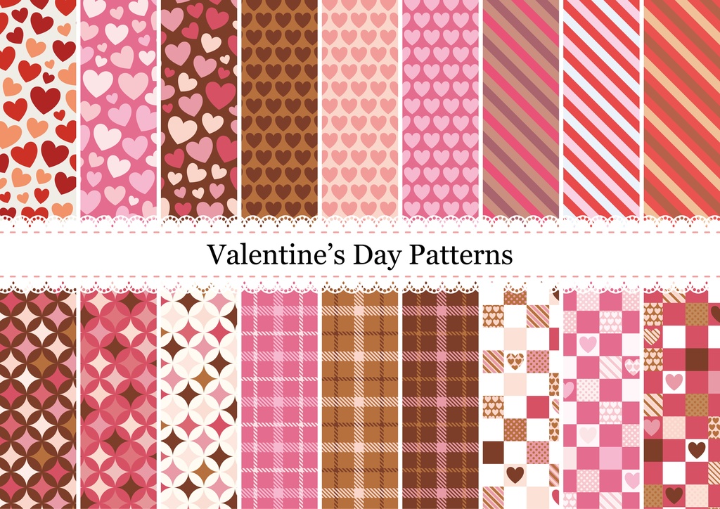 バレンタインイメージのパターン背景素材集1 Inarido Booth