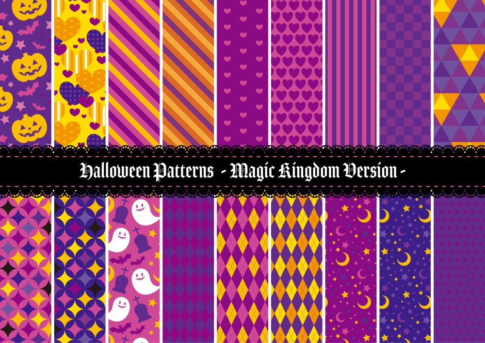ハロウィンイメージのパターン背景素材集 魔法王国ver Inarido Booth