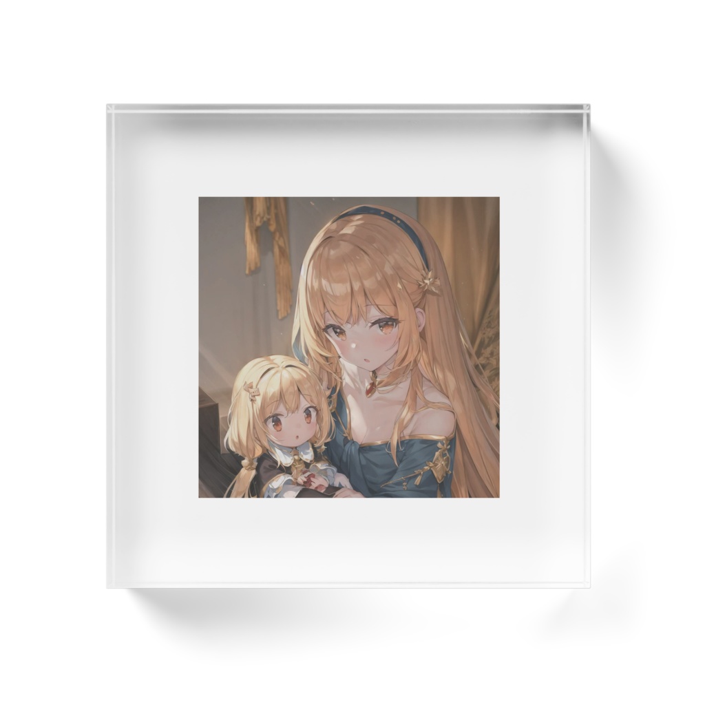 「人形を抱く少女小景」七星剣蓮AIイラスト作品アクリルブロック