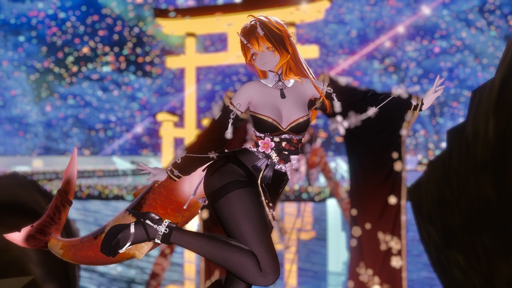 【無料・Free】和風 Koi Carp Tail Texture+グラデEmission 3Dテクスチャ『ルルネ用』Rurune