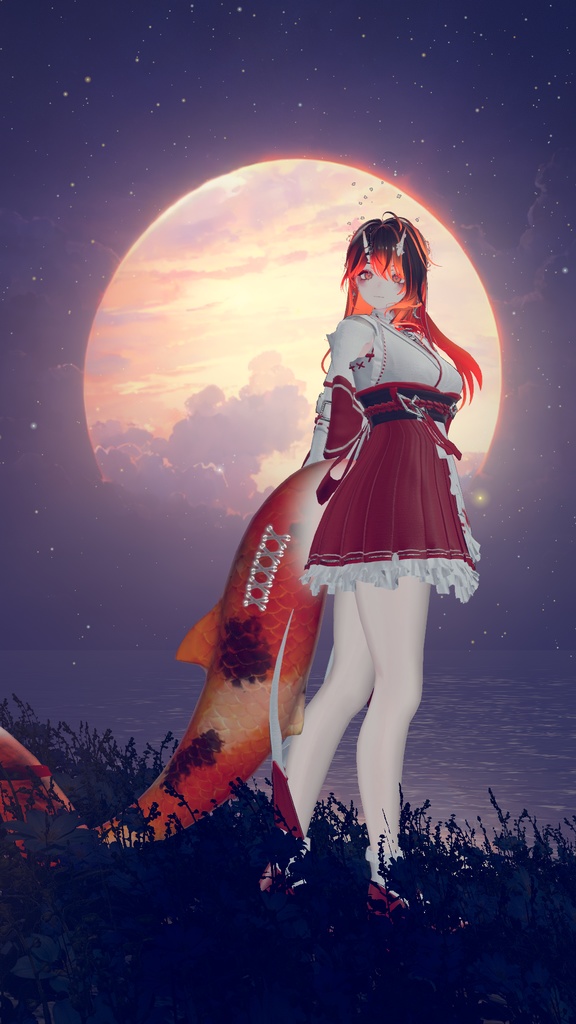 【無料・Free】和風 Koi Carp Tail Texture+グラデEmission 3Dテクスチャ『ルルネ用』Rurune