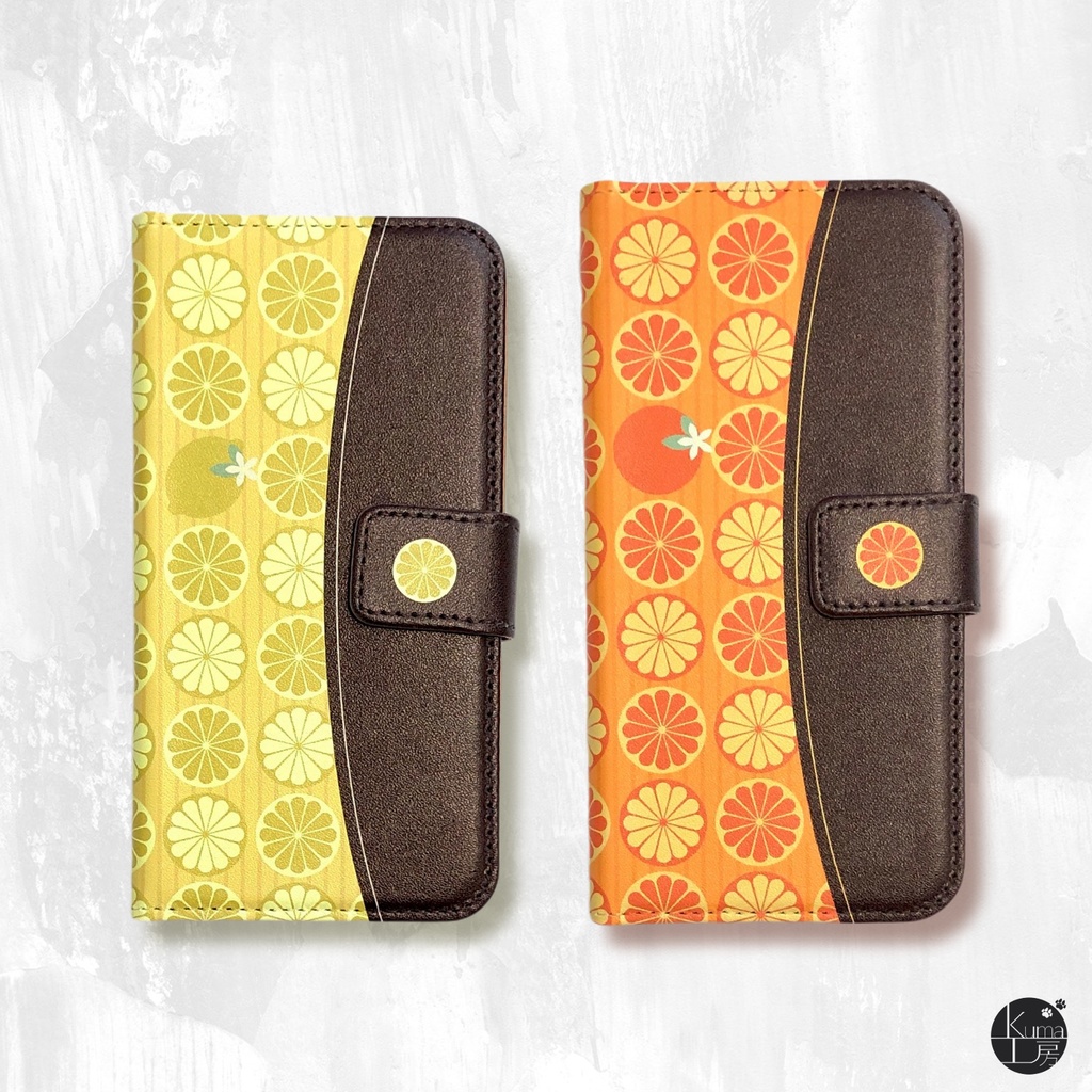 手帳型スマホケース レトロオレンジチョコレート