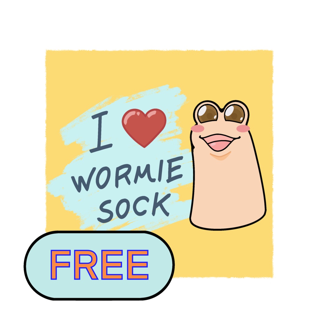 ワーミーイラスト『 I LOVE WORMIESOCK 』