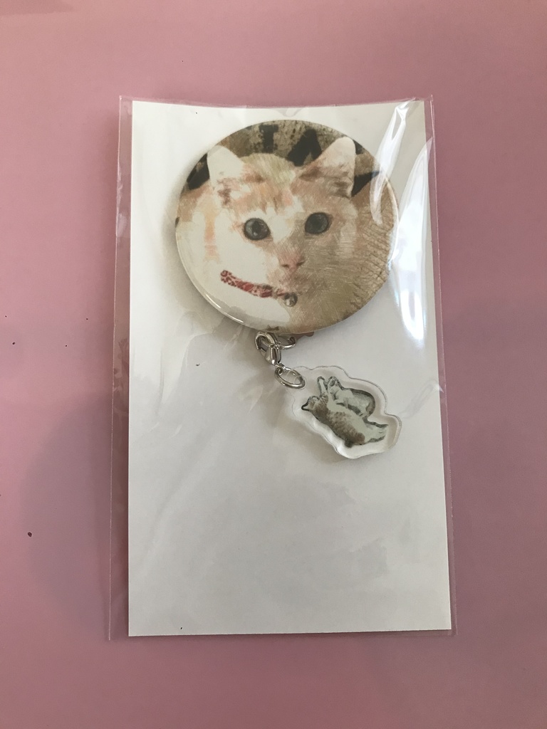 ほたてアクリルチャーム付き缶バッジ