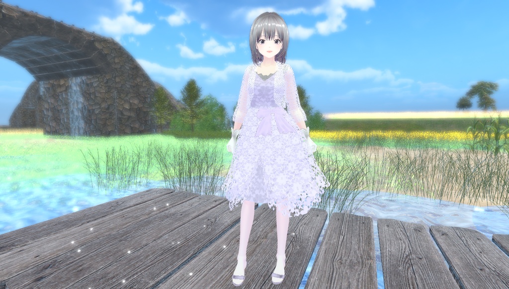 VRoid アバター衣装 レースワンピース 色変え可能 無料あり