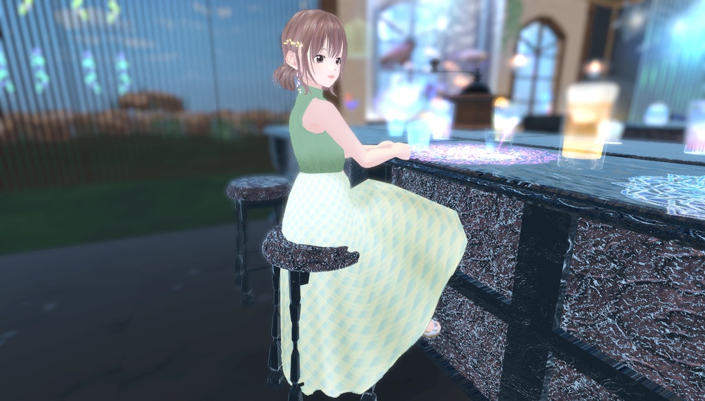 VRoid衣装 ワンピース 春色 cluster対応