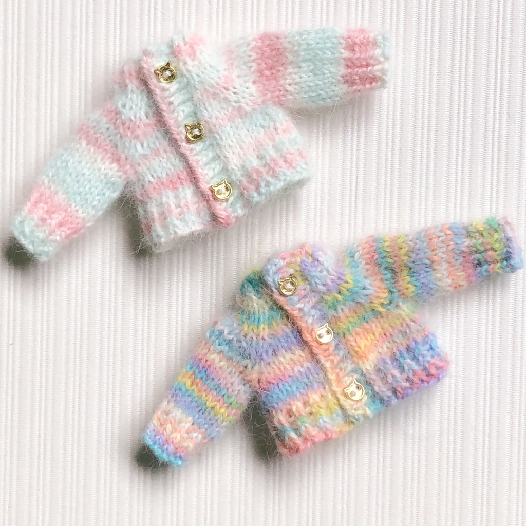 1/12ドールサイズ パステルカラーのふわふわカーディガン